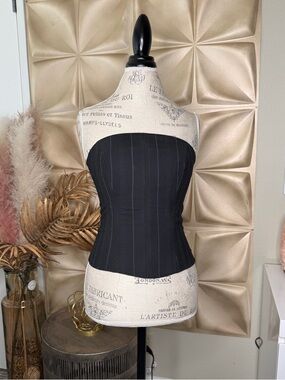 Privilege Black Strapless Corset Top Pinstripe Bustier Size T40 (M)